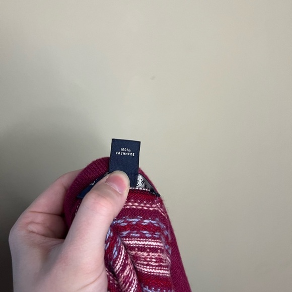 Lands End 100% Cashmere Fair Isle Quarter Zip Sweater - Picture 11 of 11